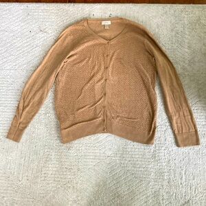 Tan button-down women’s cardigan
